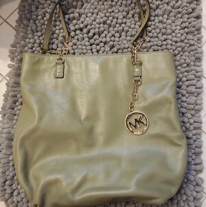 Michael Kors Sage Green Tote with Gold Accents